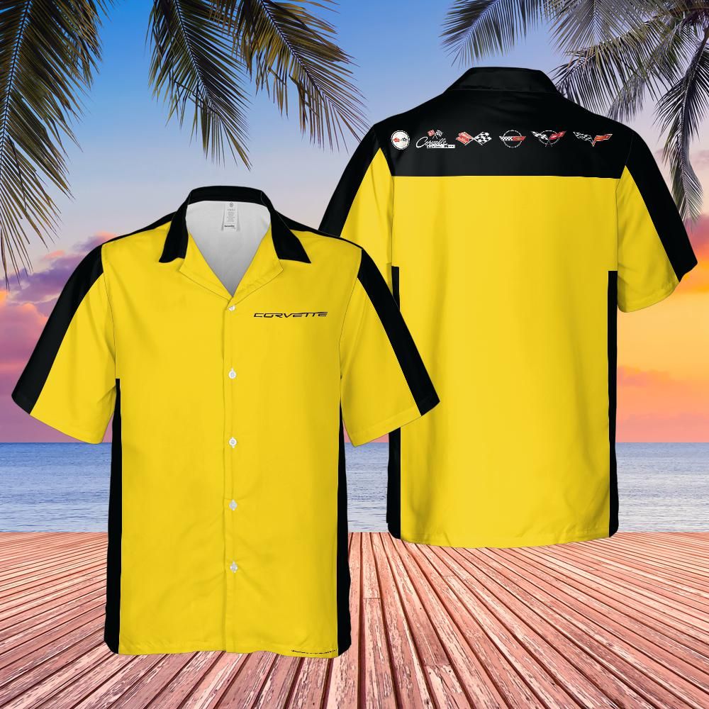Corvette Hawaiian Shirt Velocity Yellow and Black