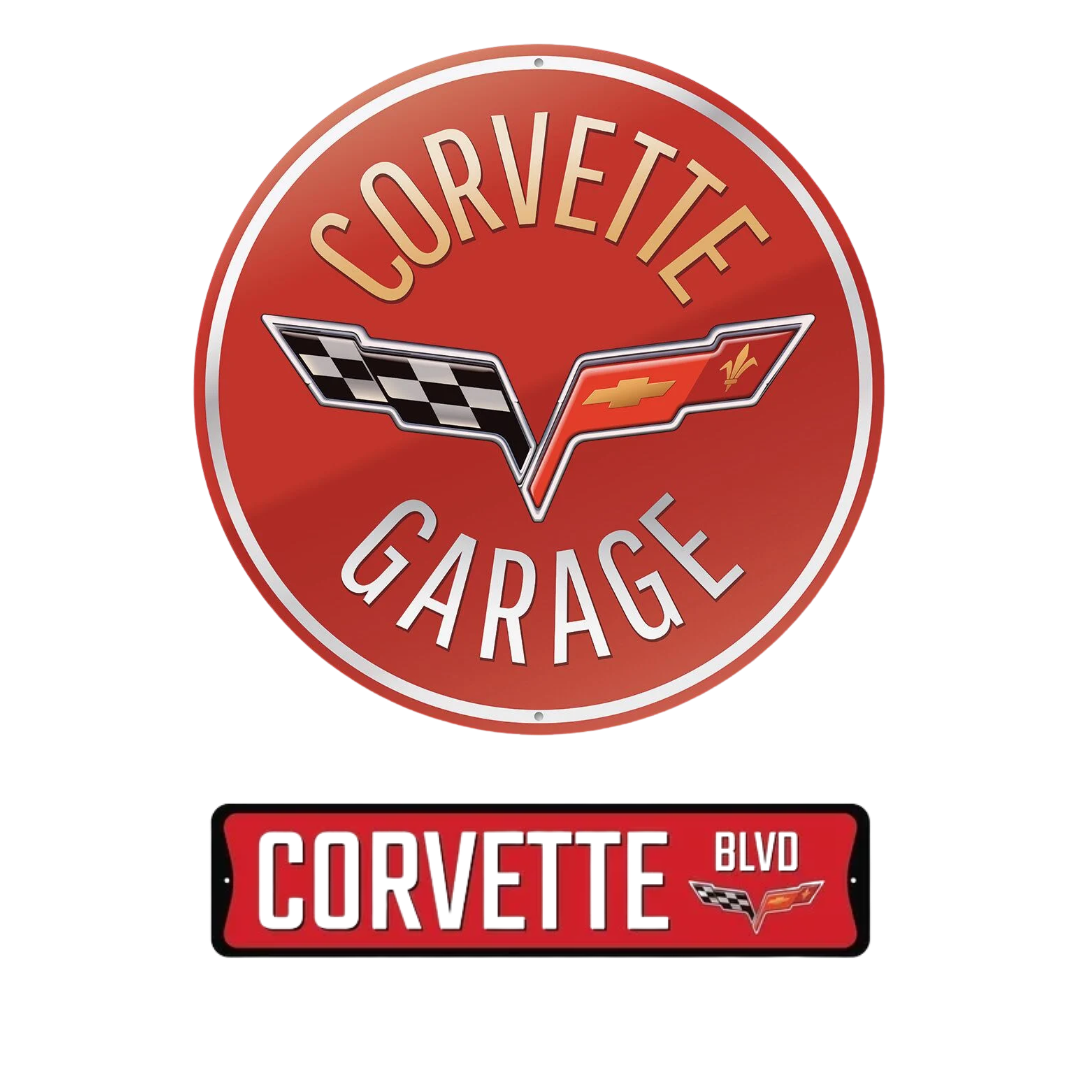 C6 Corvette Red Garage Sign Set