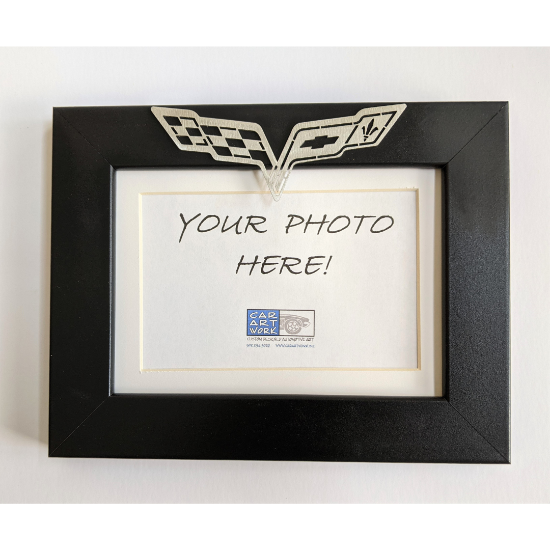 C6 Corvette Crossed Flag Emblem Picture Frame