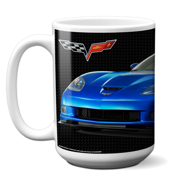 C6 Corvette 15oz Ceramic Mug Blue, Perfect for Corvette Fans, Made in the USA
