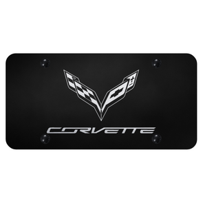 c7-corvette-crossed-flags-license-plate-laser-etched-on-black