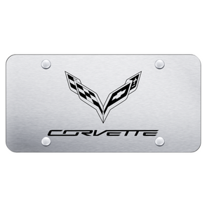 c7-corvette-crossed-flags-license-plate-laser-etched-on-brushed-stainless-steel
