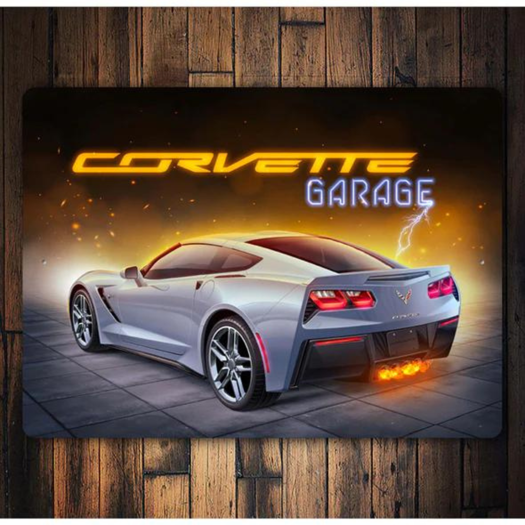 Corvette Racing Sign C7 Corvette Garage Aluminum Sign | Corvette Store Online