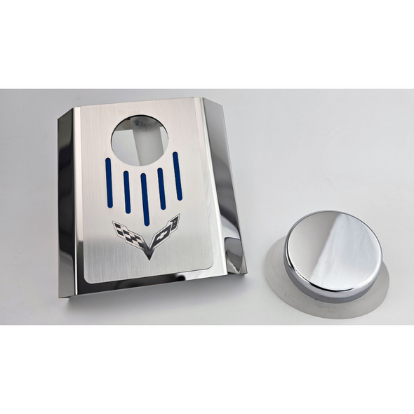 C7 Corvette Master Cylinder Cover - Stainless Steel with Corvette Logo (Automatic Transmission)