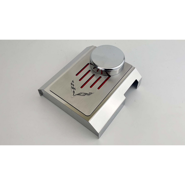 C7 Corvette Master Cylinder Cover - Stainless Steel with Corvette Logo (Manual Transmission)