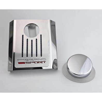 C7 Corvette Master Cylinder Cover - Stainless Steel with Grand Sport Logo
