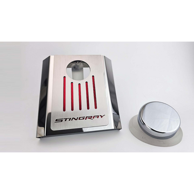 C7 Corvette Master Cylinder Cover - Stainless Steel with Stingray Logo (Automatic Transmission)