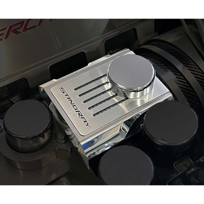 C7 Corvette Master Cylinder Cover - Stainless Steel with Stingray Logo (Manual Transmission)