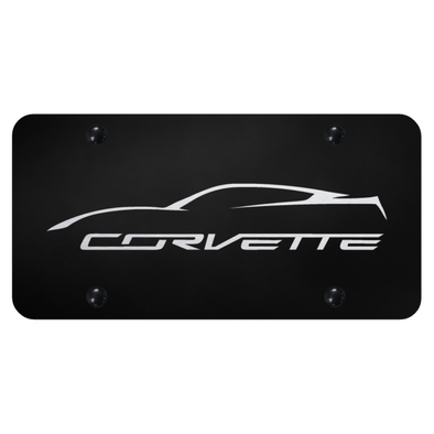 C7 Corvette Profile License Plate - Laser Etched on Black