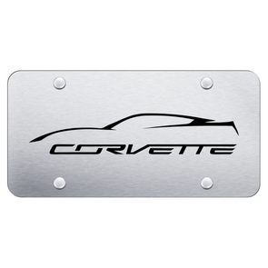 C7 Corvette Profile License Plate - Laser Etched on Brushed Stainless Steel