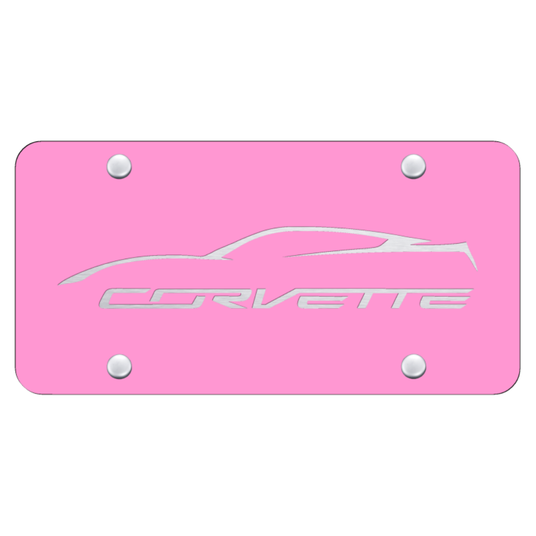 C7 Corvette Profile License Plate - Laser Etched on Pink