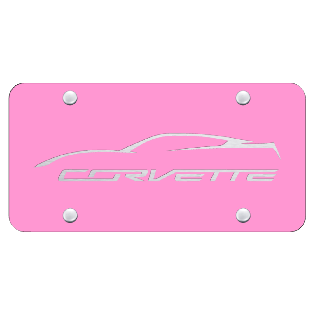 c7-corvette-profile-license-plate-laser-etched-on-pink