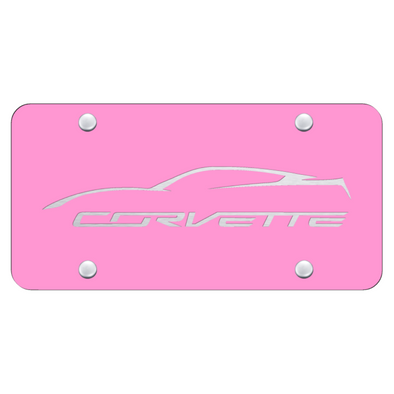 c7-corvette-profile-license-plate-laser-etched-on-pink