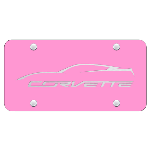 c7-corvette-profile-license-plate-laser-etched-on-pink