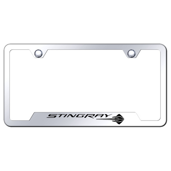 C7 Corvette Stingray Notched License Plate Frame - Chrome