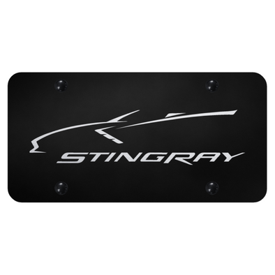 c7-corvette-stingray-profile-license-plate-laser-etched-on-black