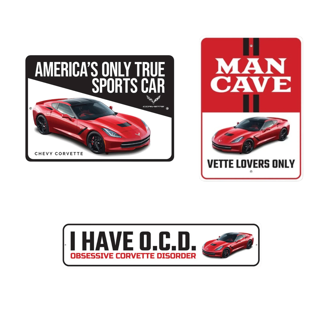 C7 Corvette Red Stingray Sign Set