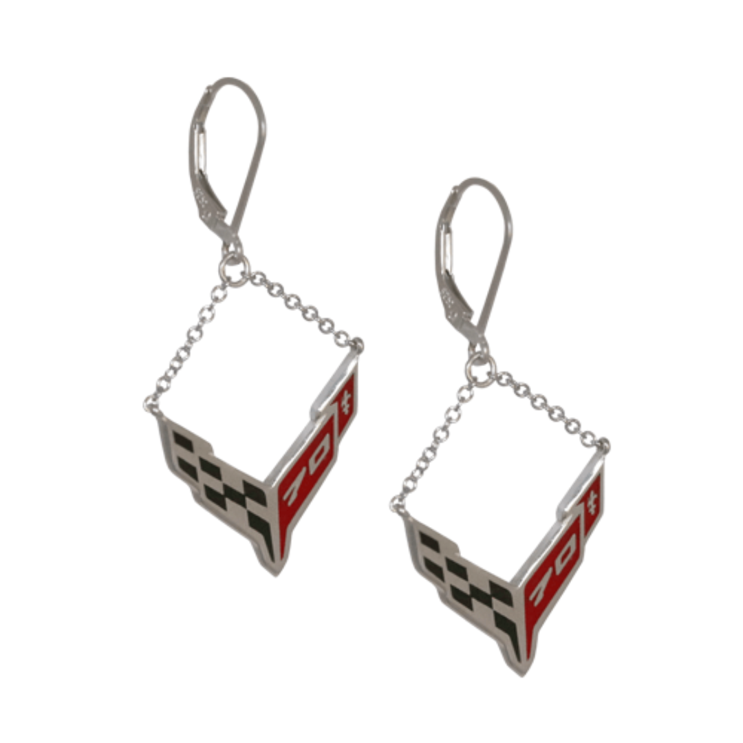c8-corvette-70th-anniversary-leverback-chain-earrings
