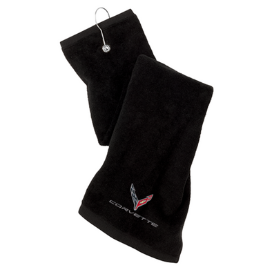 C8 Corvette Black Golf Towel