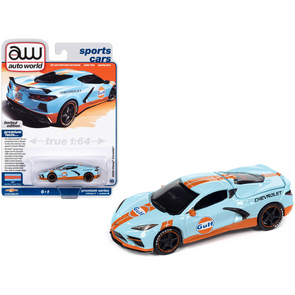 C8 Corvette Stingray Light Blue "Gulf Oil" Limited Edition 1/64 Diecast Model Car by Auto World