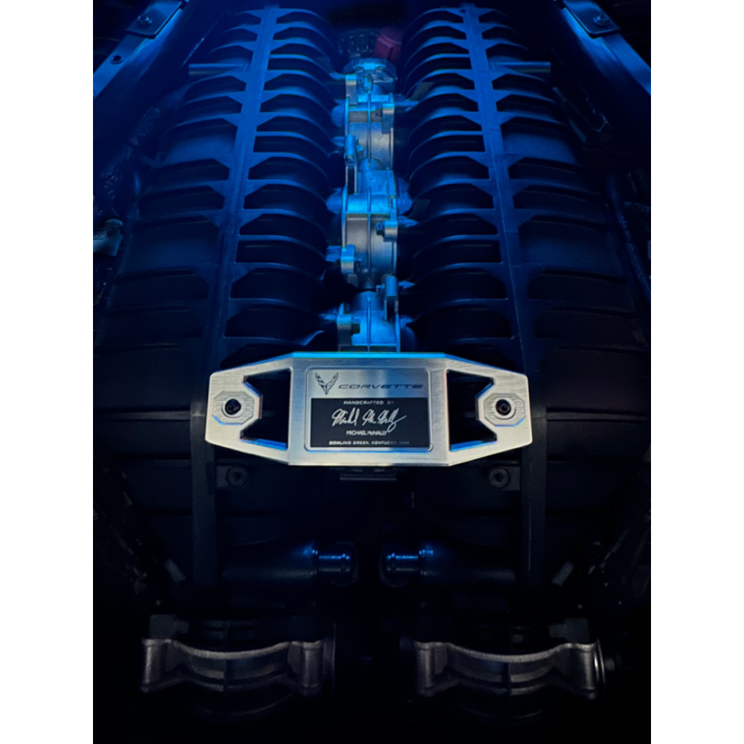C8 Corvette Z06 Aluminum Engine Builder Plaque, Hatch Support Brackets, and Latch Plate Bundle