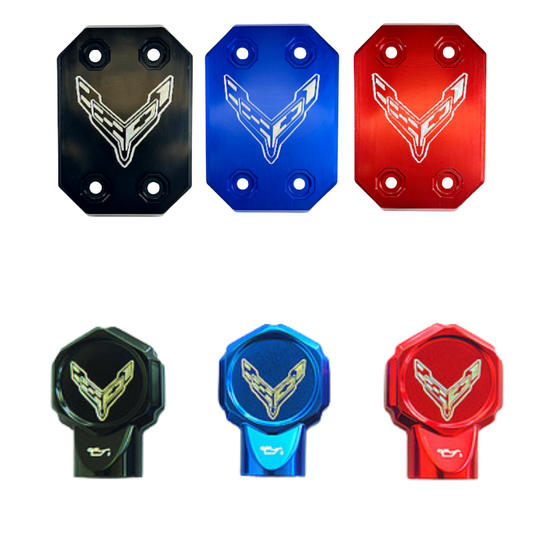 C8 Corvette Billet Engine Bay Upgrade Bundle – Dipstick Cover + Access Covers (2020+)