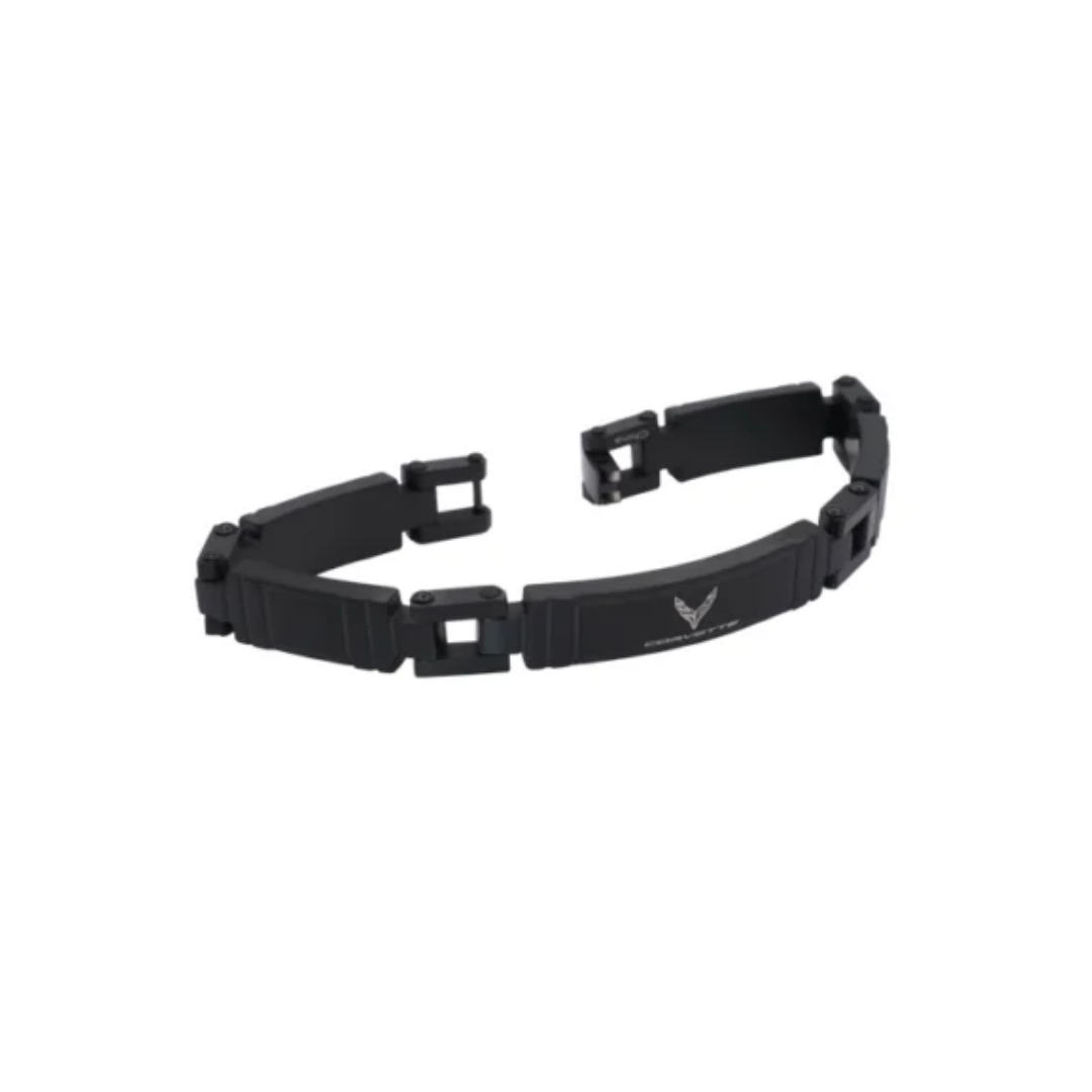 C8 Corvette Black Stainless ID Bracelet up to 8.25″