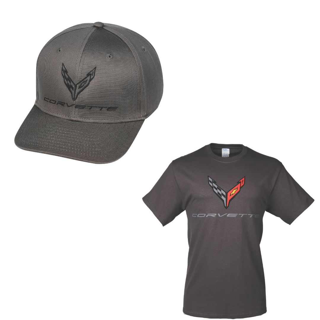 C8 Corvette Charcoal Grey Tee & Hat Bundle