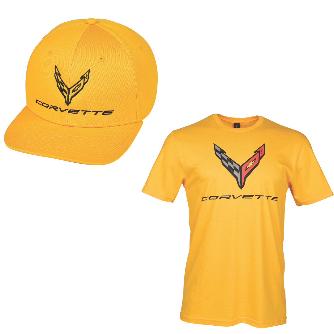 C8 Corvette Yellow Gold Tee & Hat Bundle