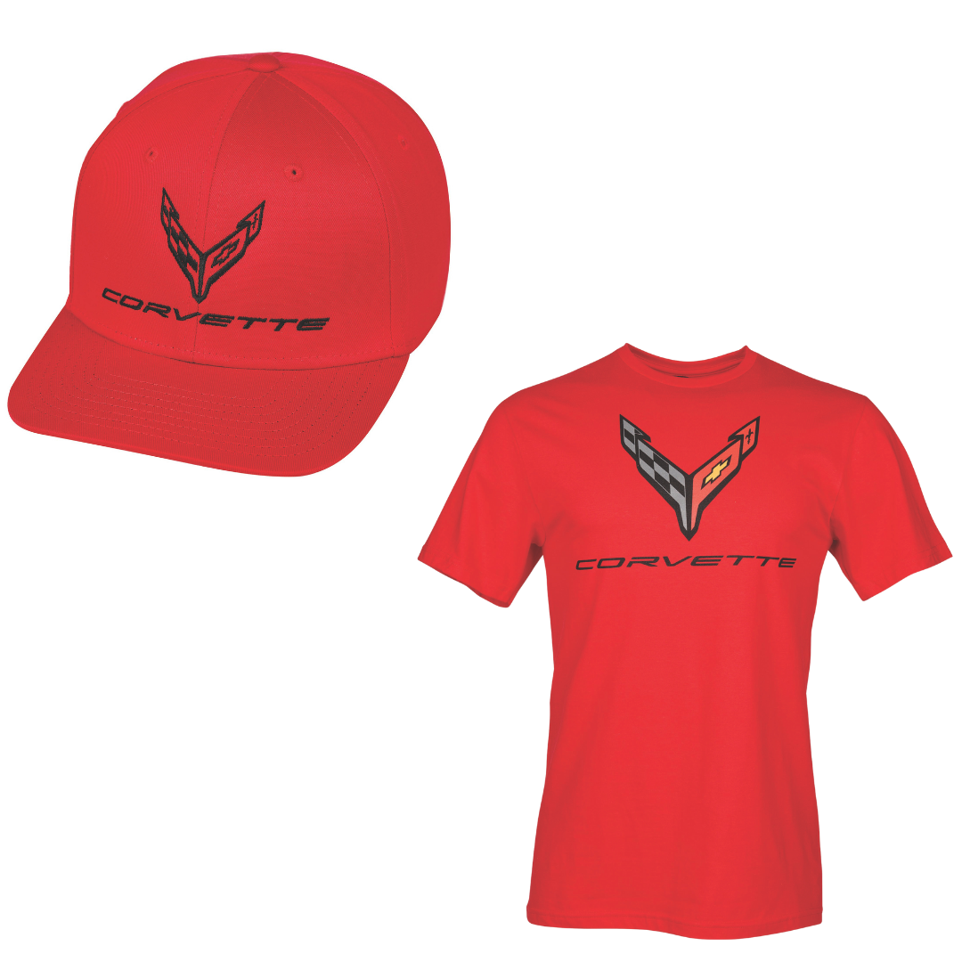 C8 Corvette Red Tee & Hat Bundle