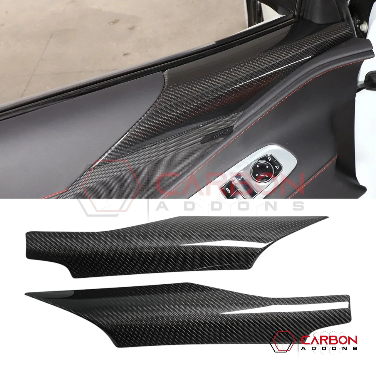 C8 Corvette Carbon Fiber Door Speaker Upper Trim Cover