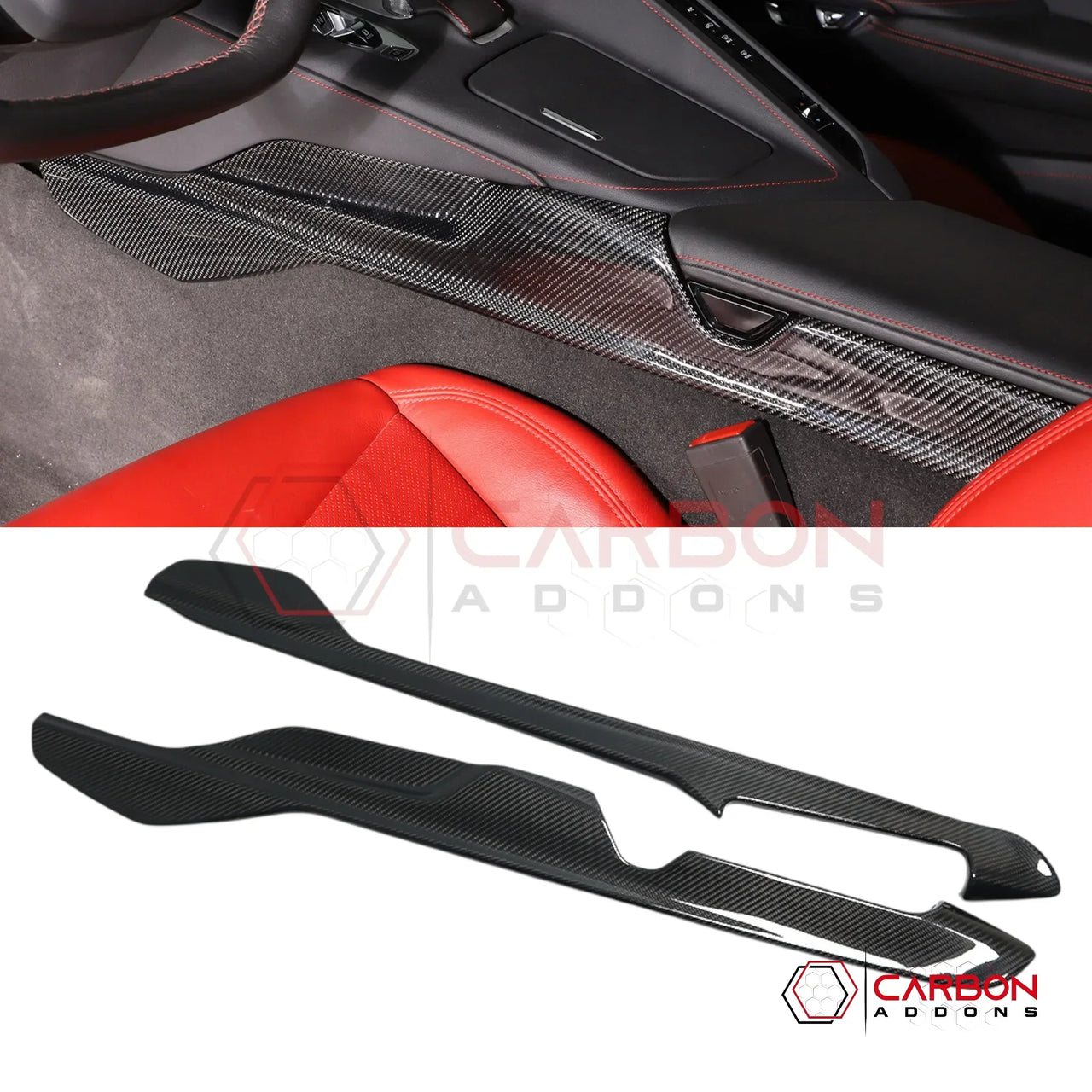 C8 Corvette Carbon Fiber Center Console Lower Trim Covers