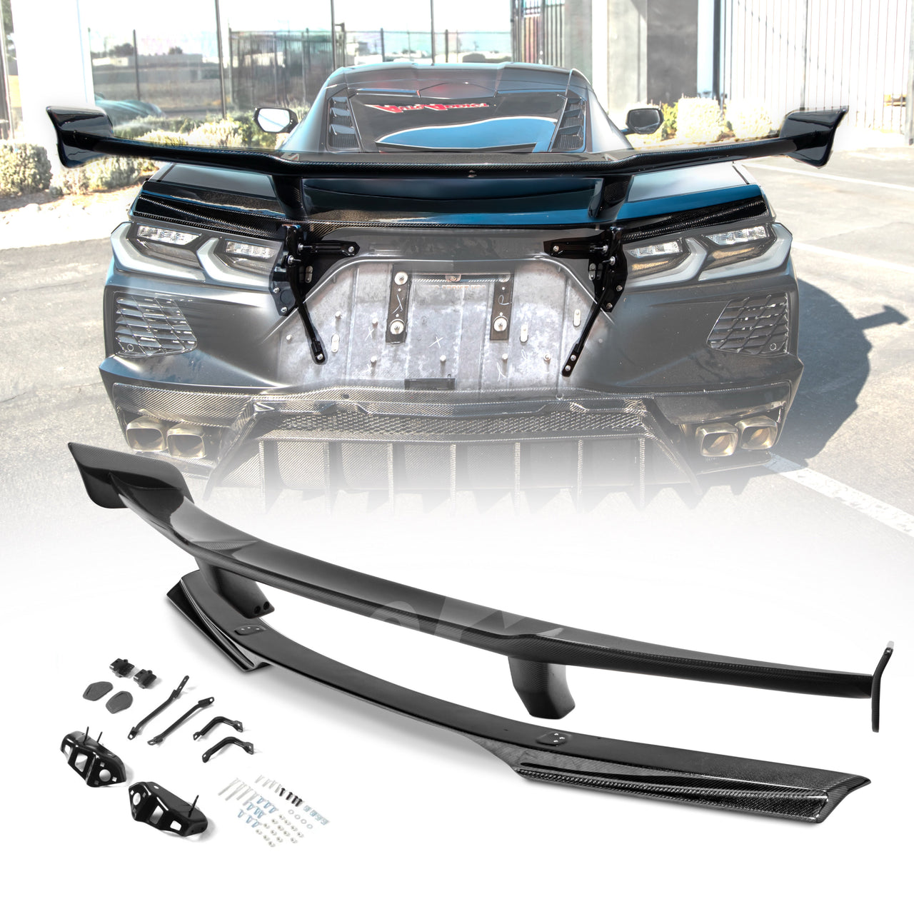 2020-2026 C8 Corvette Stingray ZR1 ZTK Rear Spoiler Gloss Carbon Fiber 1pc