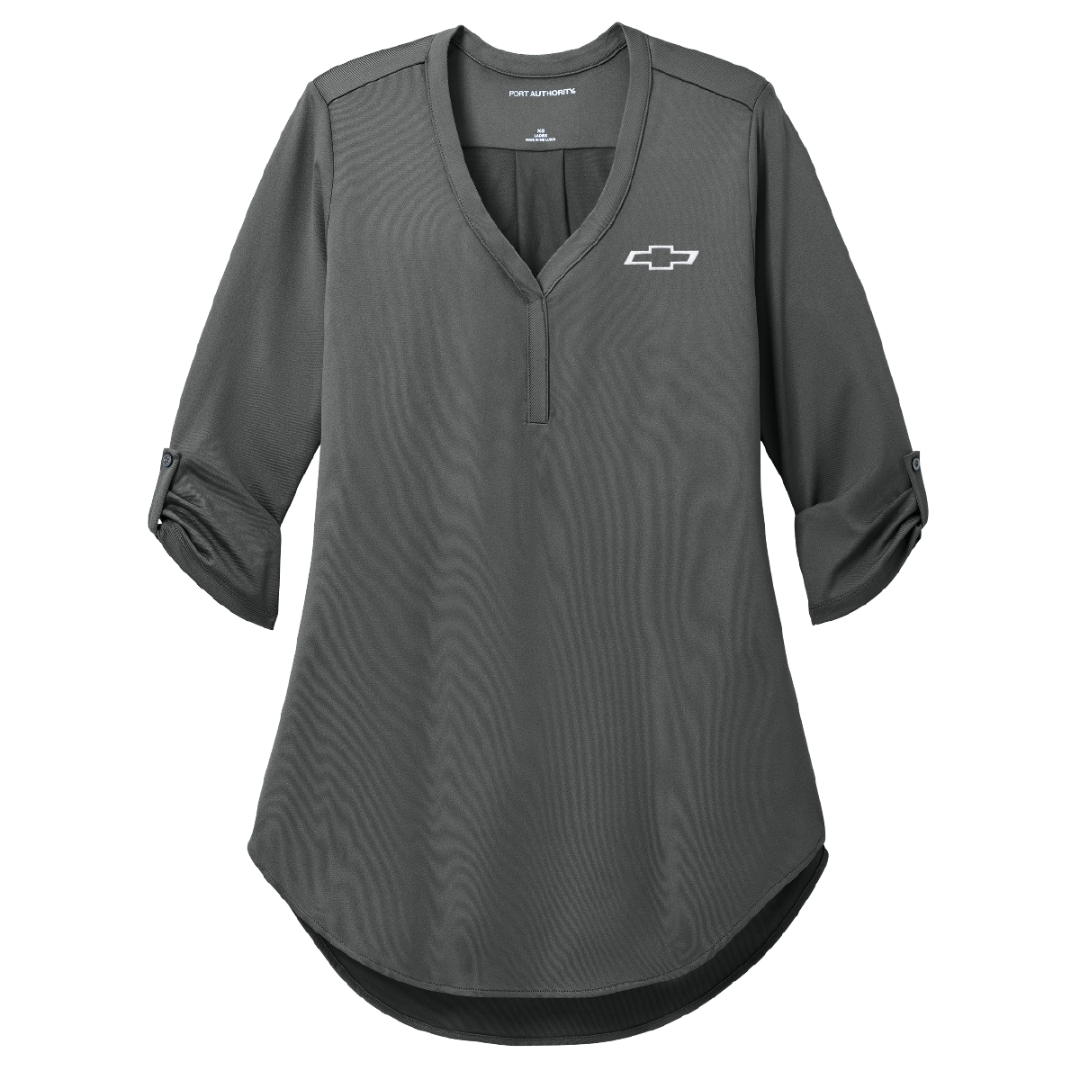 『3年保証』 Chevy Ladies Bowtie Black - Tunic 3/4-Sleeve Stretch City トップス