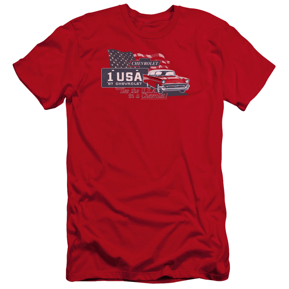 Chevrolet See The USA-Premium Canvas Adult Slim Fit 30/1-Red