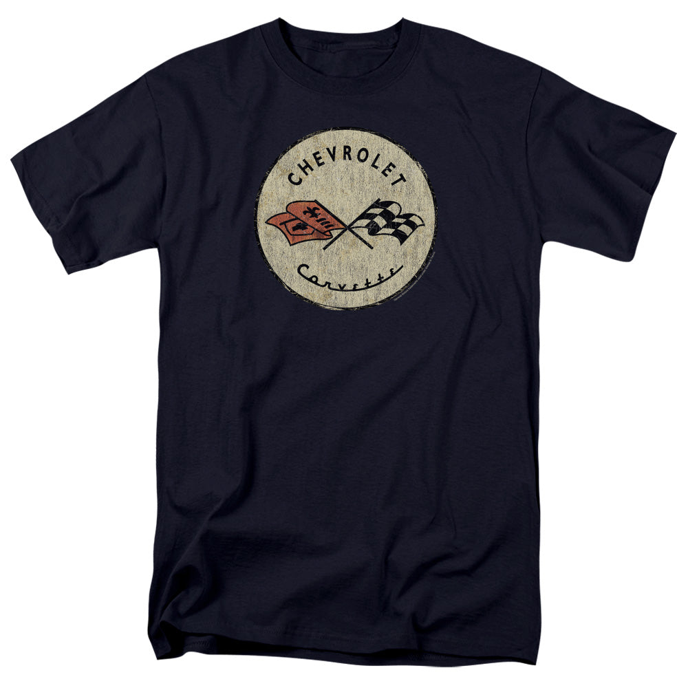 Chevrolet C1 Corvette Old Vette-Adult Regular Fit Short Sleeve-Navy