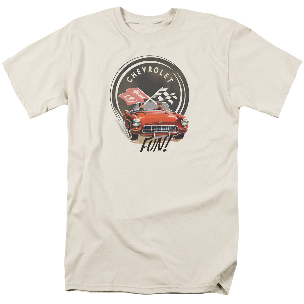 Chevrolet C1 Corvette Fun-Adult Regular Fit Short Sleeve-Cream