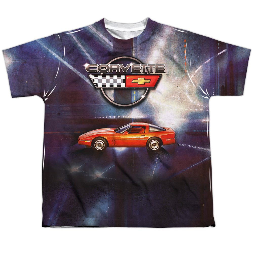 Chevrolet C4 Corvette Lines Of Light-Youth Short Sleeve 100% Poly-White