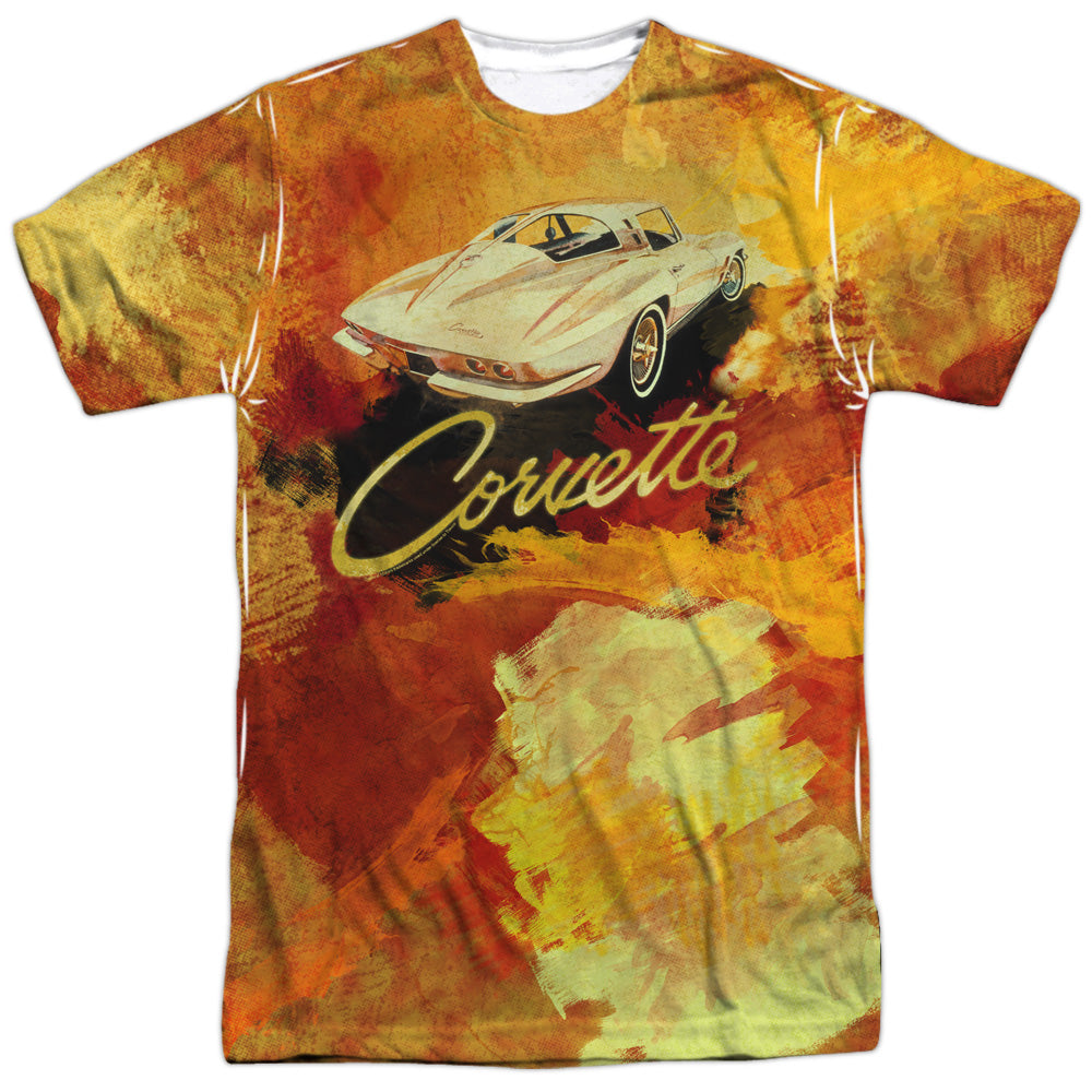 Chevrolet C2 Corvette Painted Sting Ray-Adult Regular Fit Short Sleeve 100% Poly-White