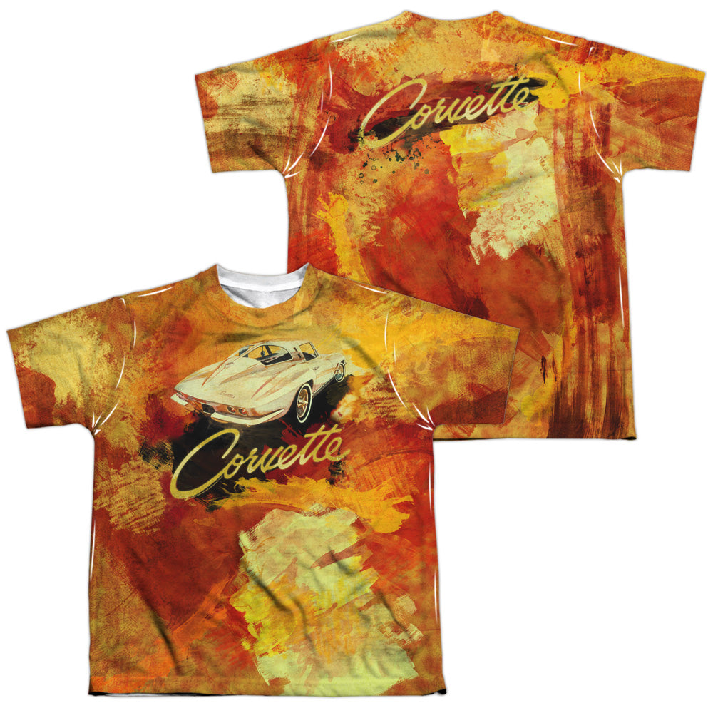 Chevrolet C2 Corvette Painted Sting Ray (Front/Back Print)-Youth Short Sleeve 100% Poly-White