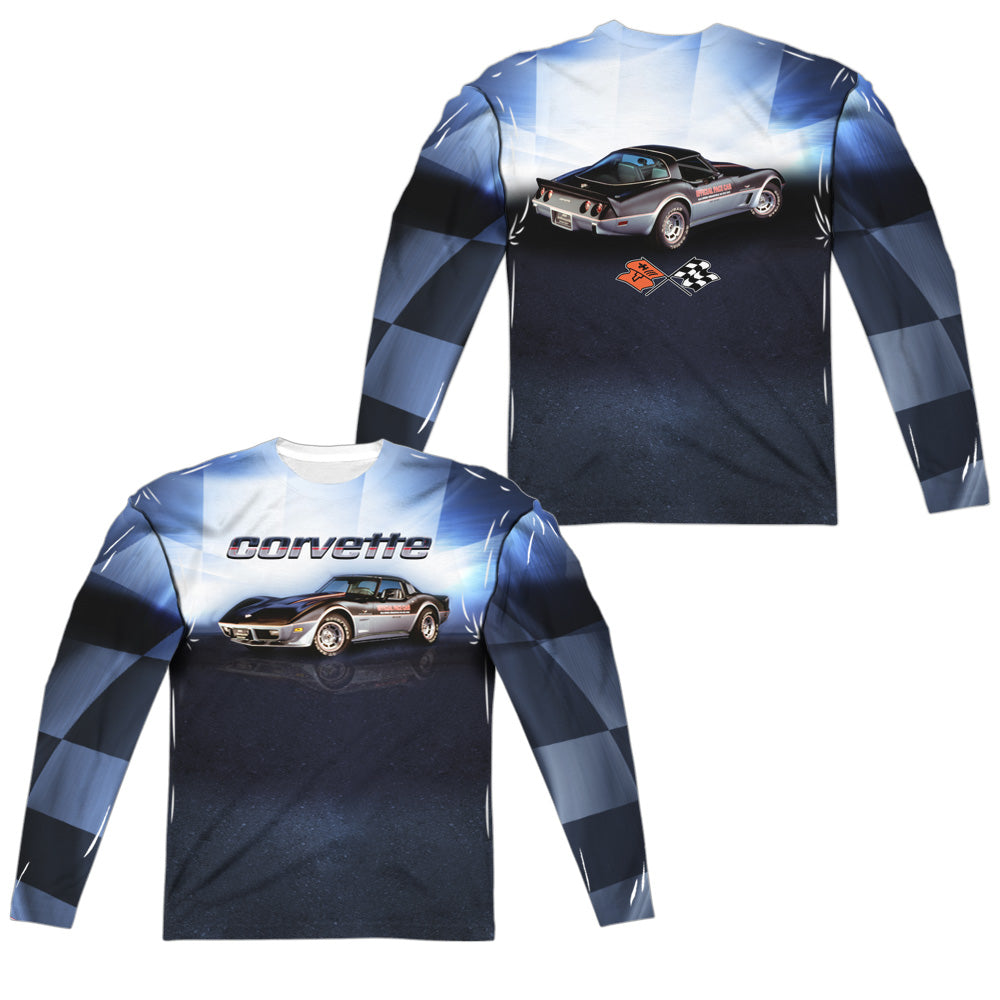 Chevrolet C3 Corvette Check Flag-L/S Adult Crewneck