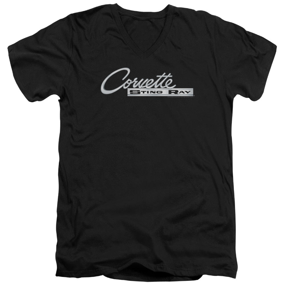 Chevrolet C2 Corvette Stingray Logo-Adult Slim Fit V Neck Cotton-Black