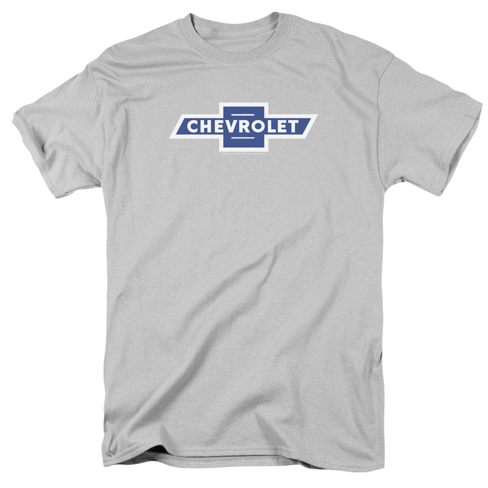 Chevrolet Vintage White Border Bowtie-Adult Regular Fit Short Sleeve-Silver