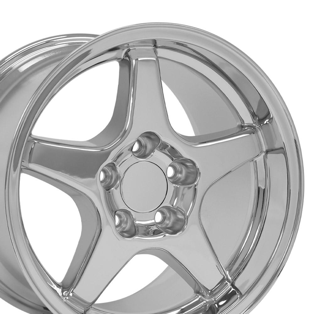 1988-1996 C4 Corvette ZR1 Replica Wheels 17x9.5 & 17x11 Chrome Staggered Set- CV01