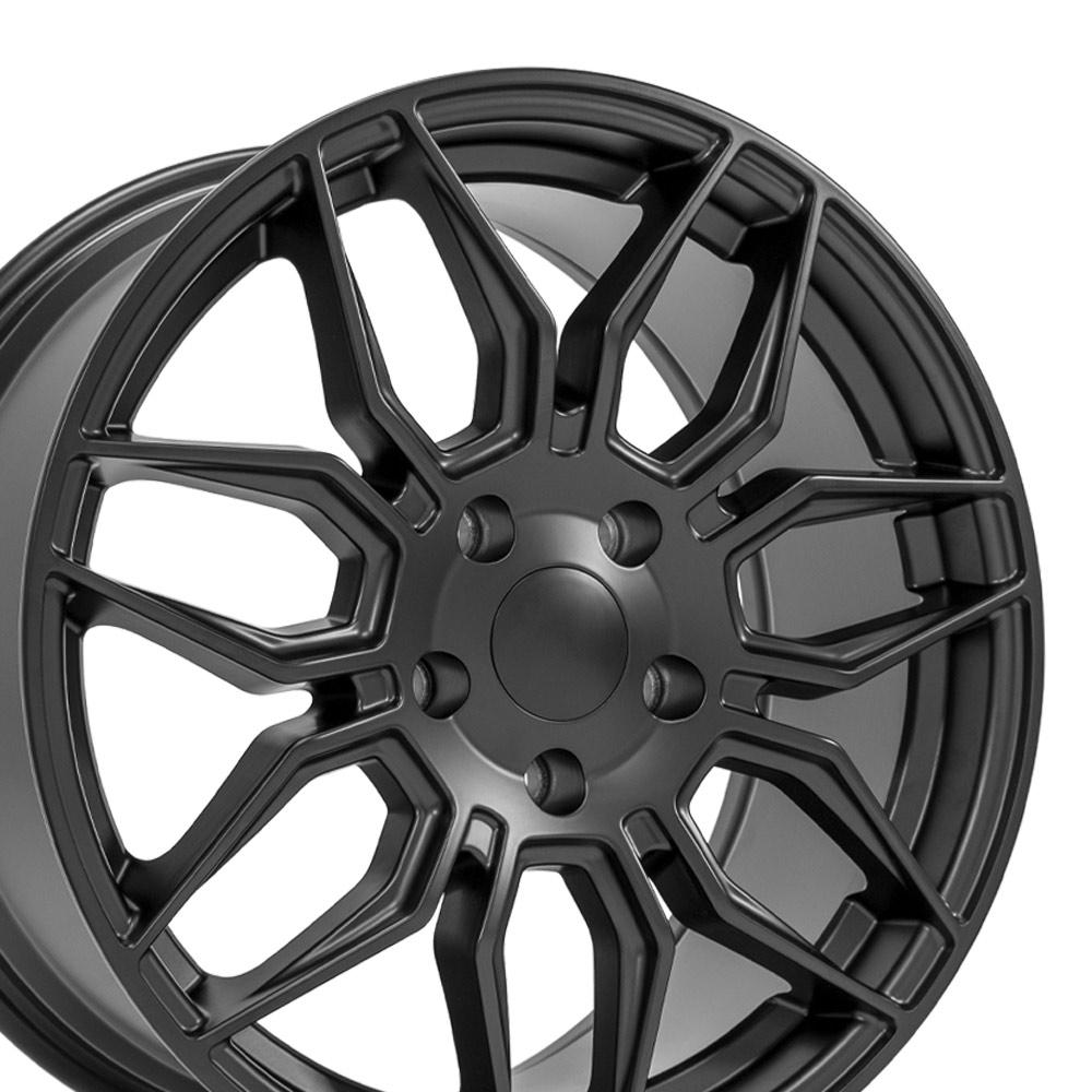 OE Wheels CV03C C8 Z06 style staggered wheel set 18x8.5 & 19x10 Satin Black for 2014-2019 C7 Stingray Corvette