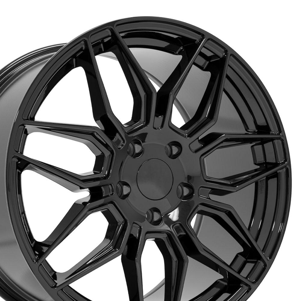 OE Wheels CV03C C8 Z06 style staggered wheel set 18x8.5 & 19x10 Gloss Black for 2014-2019 C7 Stingray Corvette