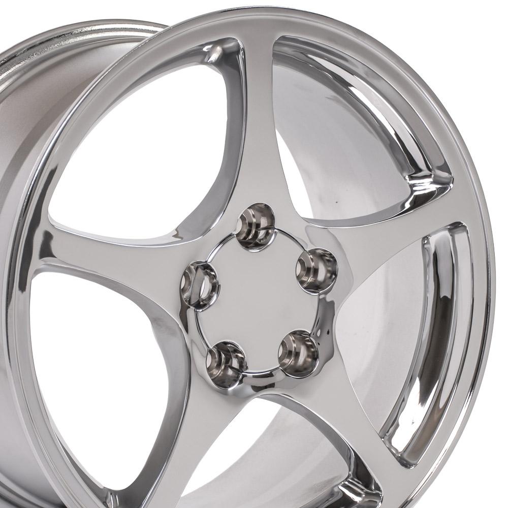 OE Wheels CV05 C5 style staggered wheel set 17x8.5 & 18x9.5 Chrome for 1997-2004 C5 Corvette