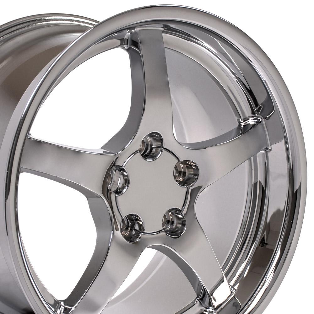 OE Wheels CV05 C5 style staggered wheel set 17x9.5 & 18x10.5 Chrome for 1997-2004 C5 Corvette