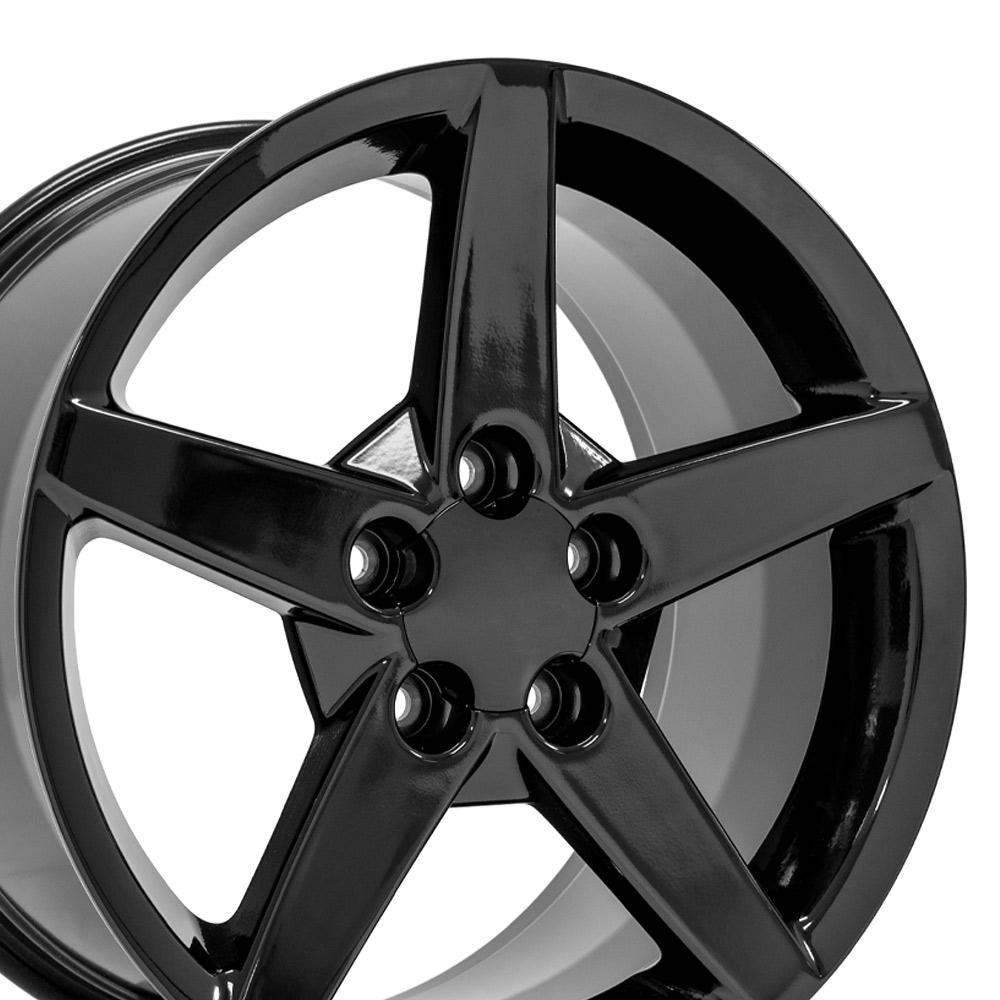 1988-2013 Corvette 18x9.5 Black C6 Style Replica Wheel (Front Only) - CV06