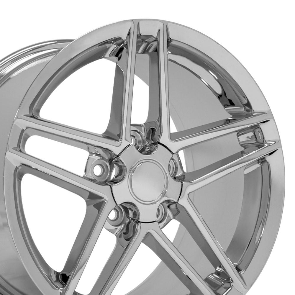 1988-2004 Corvette 17x9.5 & 18x10.5 Chrome C6 Z06 Style Replica Wheels Staggered Set - CV07